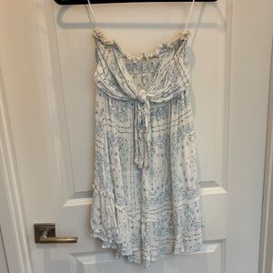 Ocean Drive White and Blue Strapless Dress